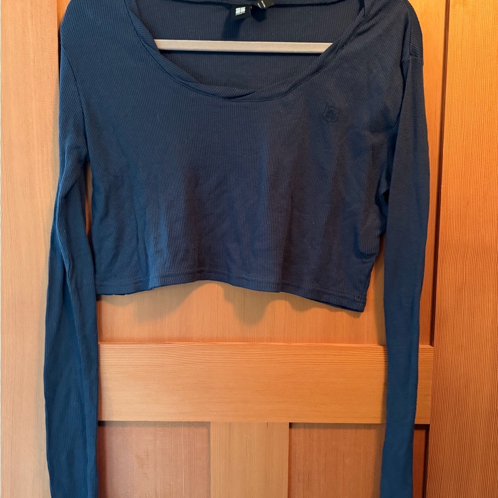 Insight Navy Long Sleeve Cotton Crop Top